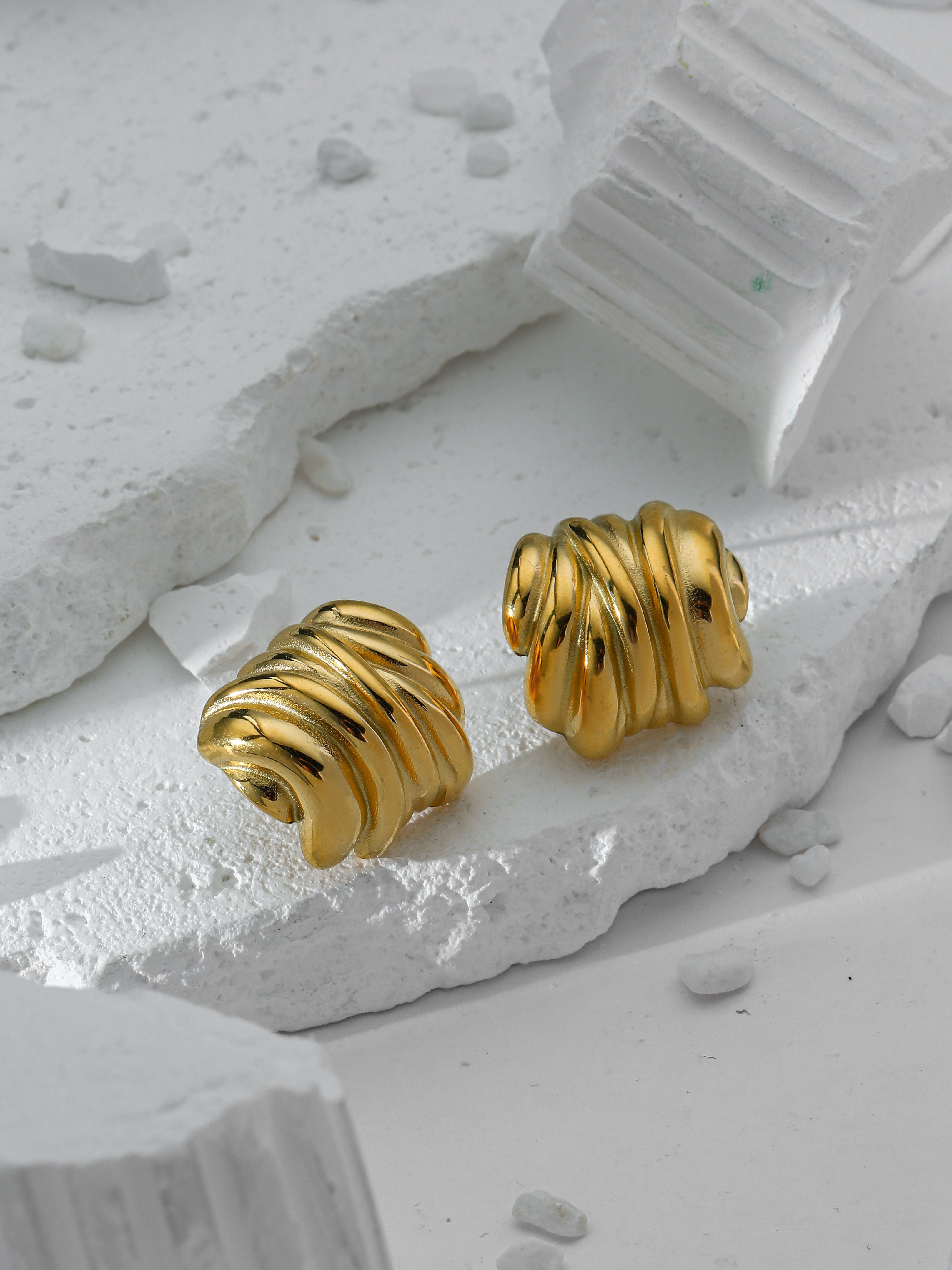 Golden Twirl Hoop Earrings