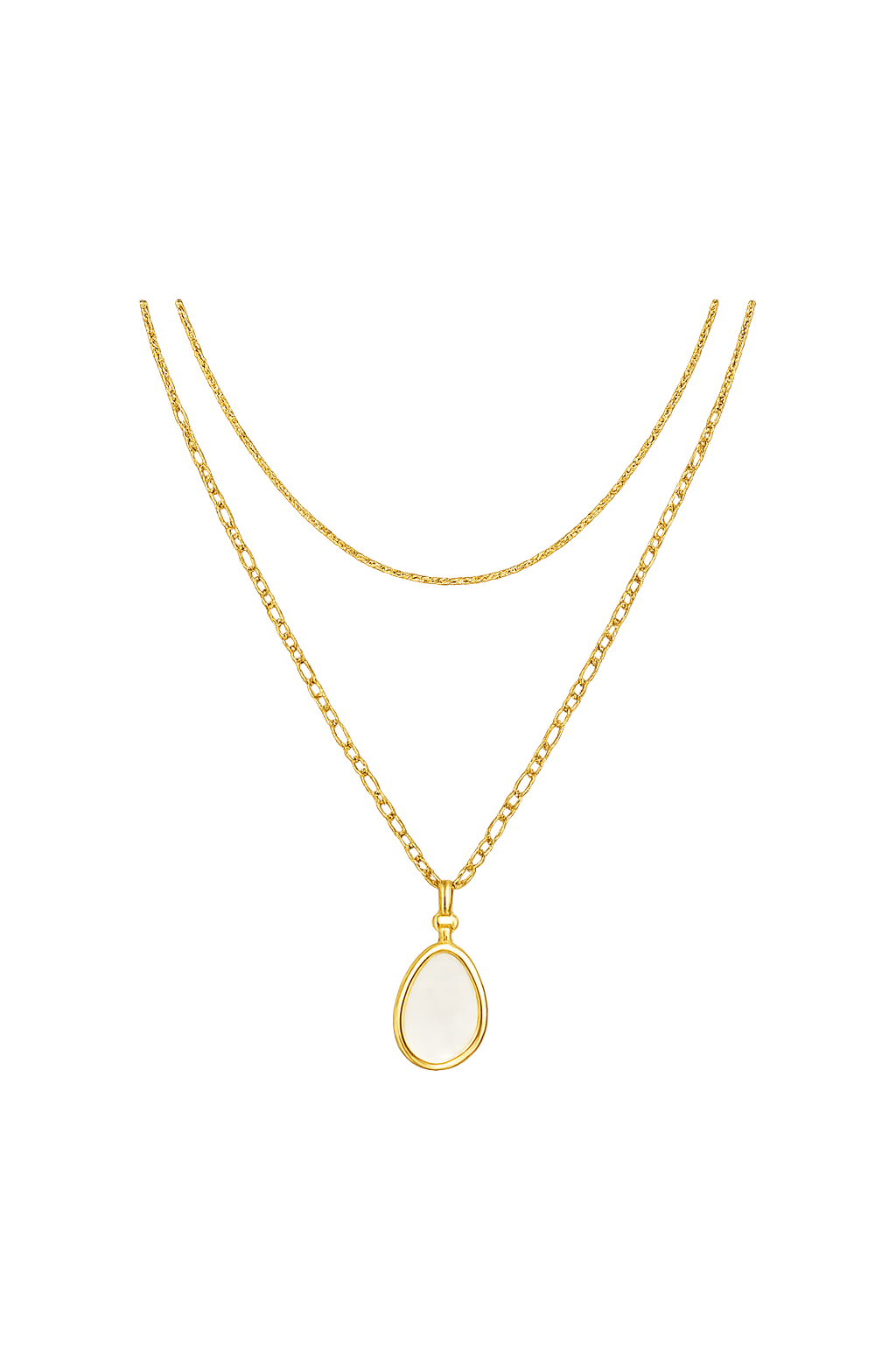 Eternal Teardrop Layered Necklace | 18K Gold Plated Dual-Chain Statement