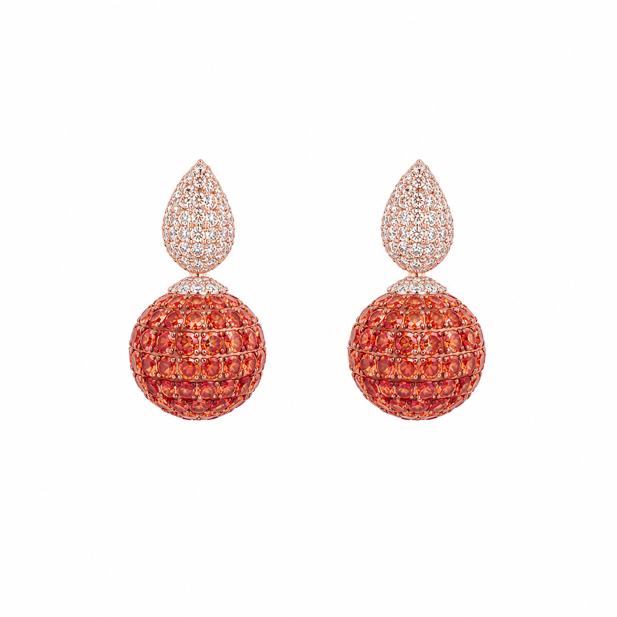 Sunset Ombré Pavé Sphere Earrings in 18K Gold Vermeil
