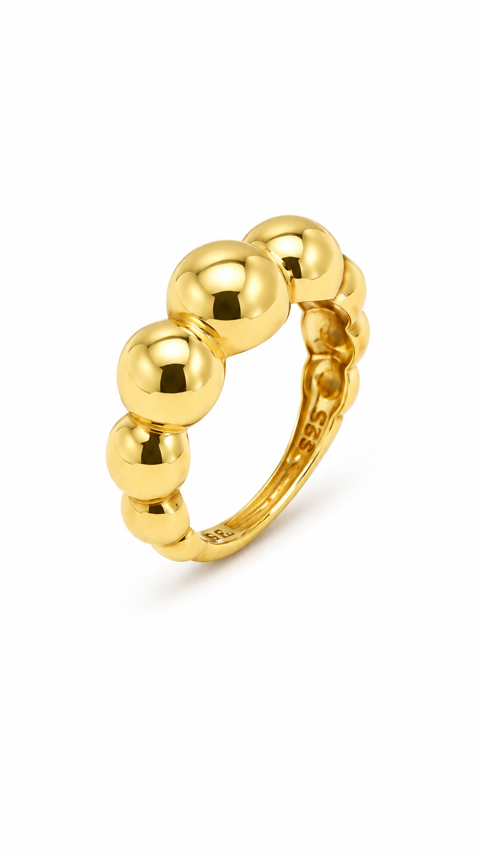 The Orbital Beaded Ring – 18K Gold Plated S925 Sterling Silver Open Band