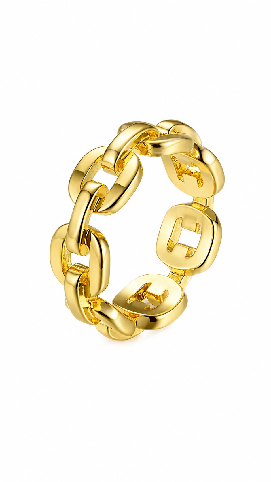 The "Link" Curb Chain Ring – Bold 18K Gold Plated Brass Statement Band
