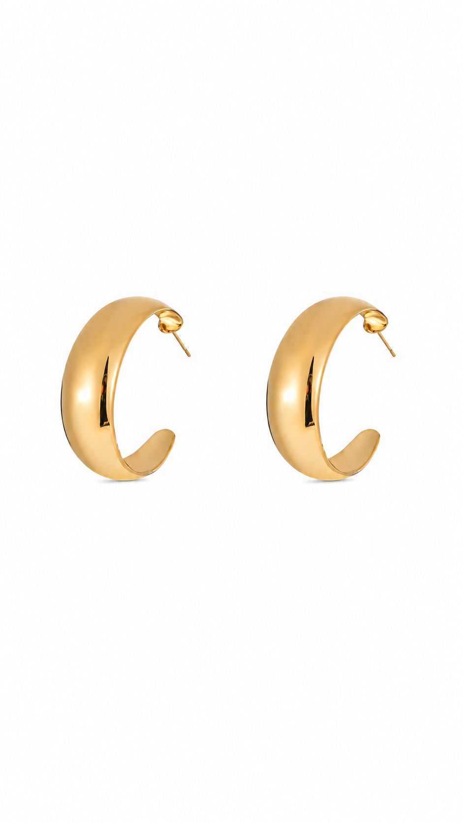 Chunky Bold Hoop Earrings - Polished Gold Finish Statement Hoops