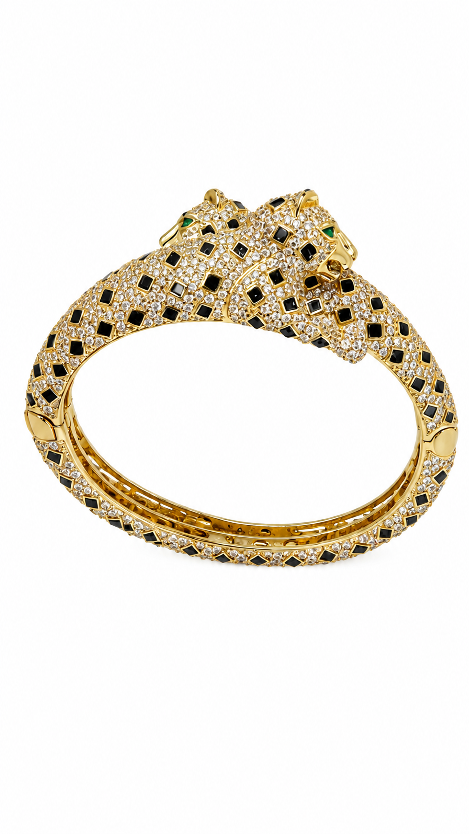 The Empress Panther: Full-Icy Pave Bangle - 18K Gold Plated 925 Sterling Silver