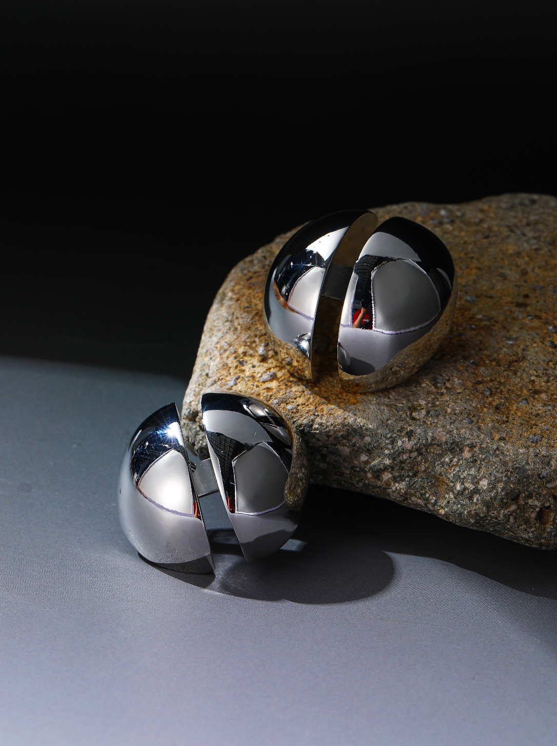 Heritage Sculptural Stud Earrings – 18K Gold & Silver Toned Art Earrings