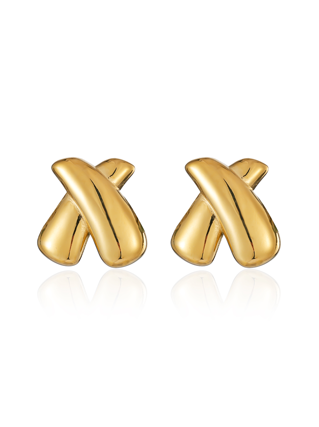 Bond Sculptural Studs - Crisscross Geometric Statement Earrings with Luxury Gold Finish