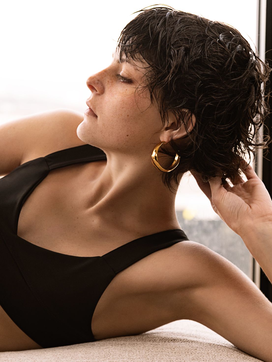 Chunky Bold Hoop Earrings - Polished Gold Finish Statement Hoops