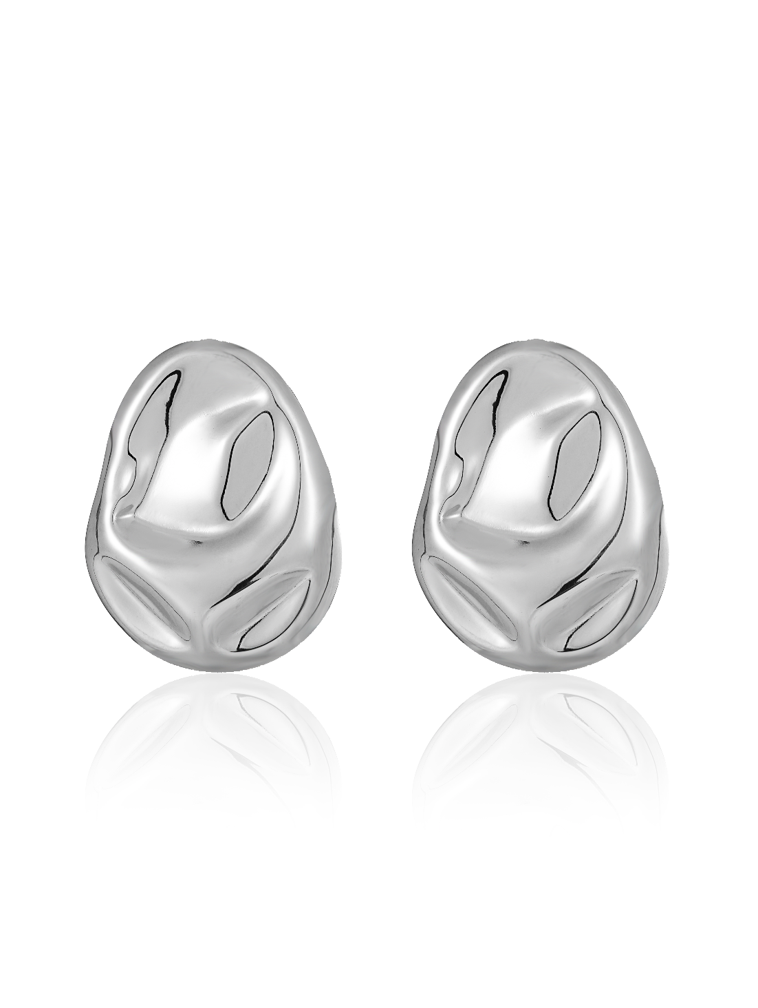 Alba Sculptural Stud Earrings – Organic Baroque Gold & Silver Toned Art