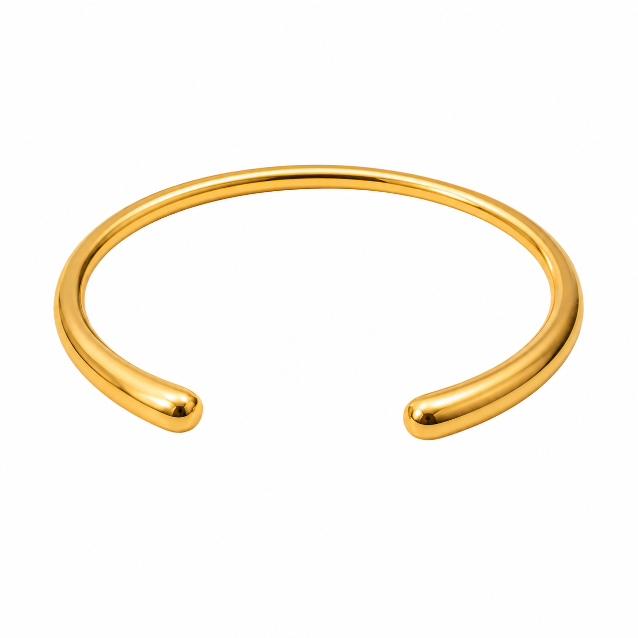 Daily Essential Rounded Cuff | Polished Gold Finish Open Bangle