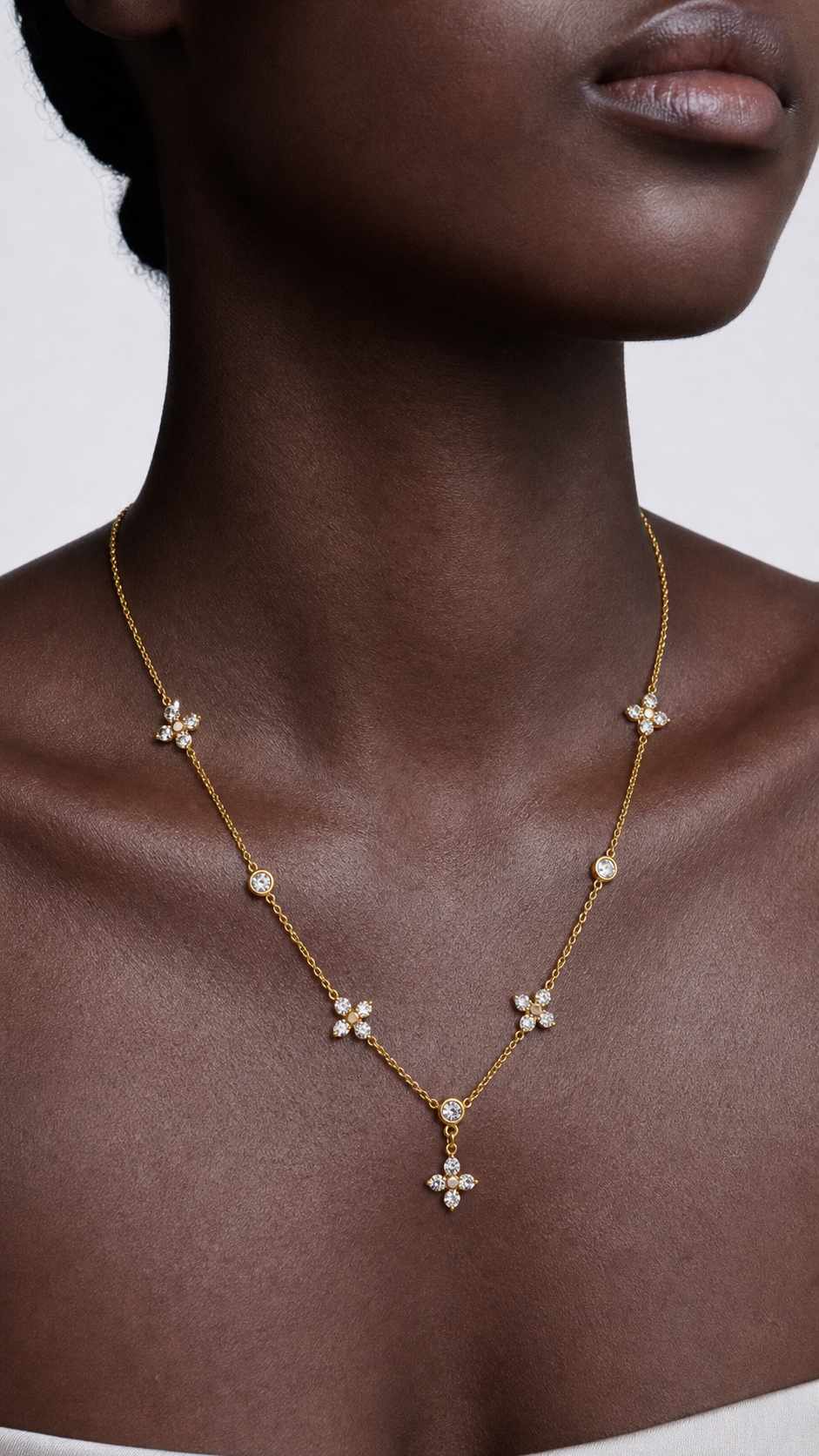 Crystal Blossom Drop Necklace