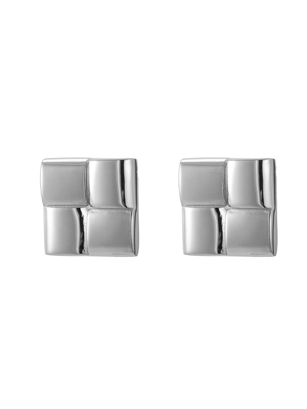 Dazzle Dream---Square Block Silver Earrings