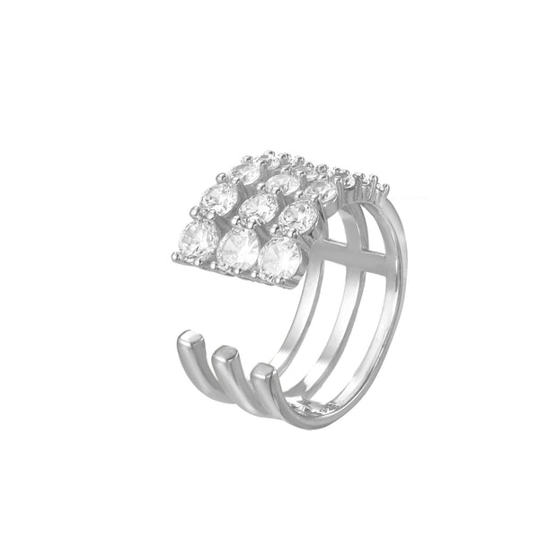 Cubic Zirconia Multilayer Ring with Silver Plating