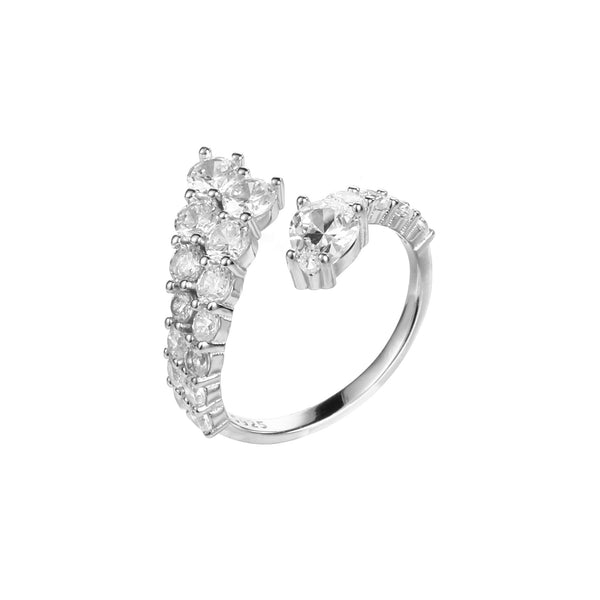 Water Wave CZ Ring with Silver Plating