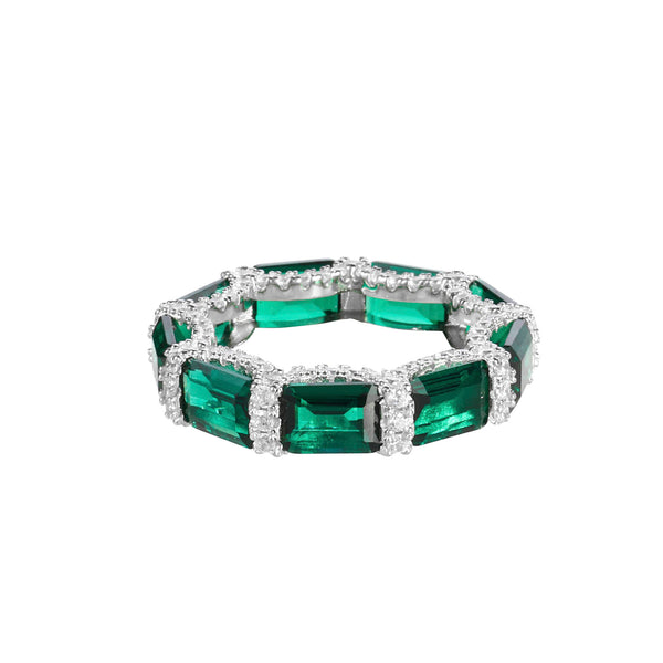 Emerald-cut Alternating Shape Band with Silver Plating