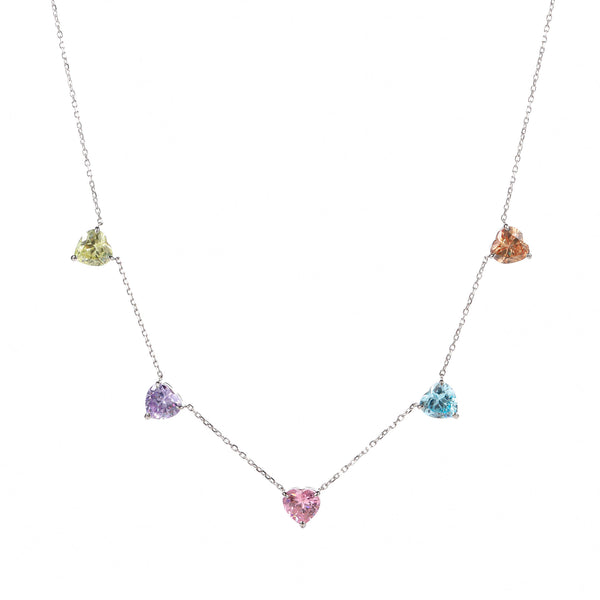 CZ Rainbow Necklace with Silver Plating