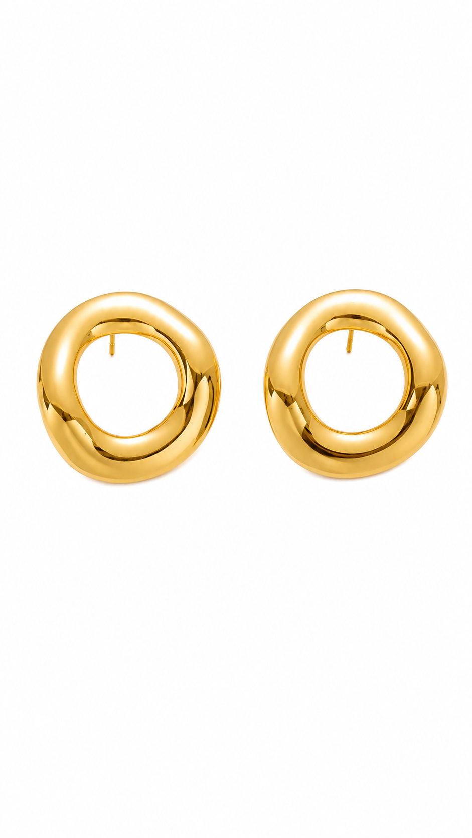 The "Round" Flow Sculptural Earrings – Organic 18K Gold & Silver Toned Art