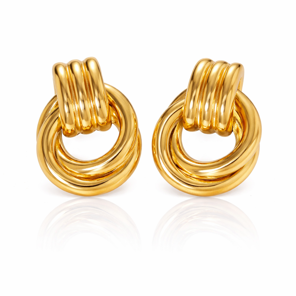 GOLD KELLERY Cubic Zirconia Marquise Drop Hoop Earrings Gold-Tone Stainless Steel