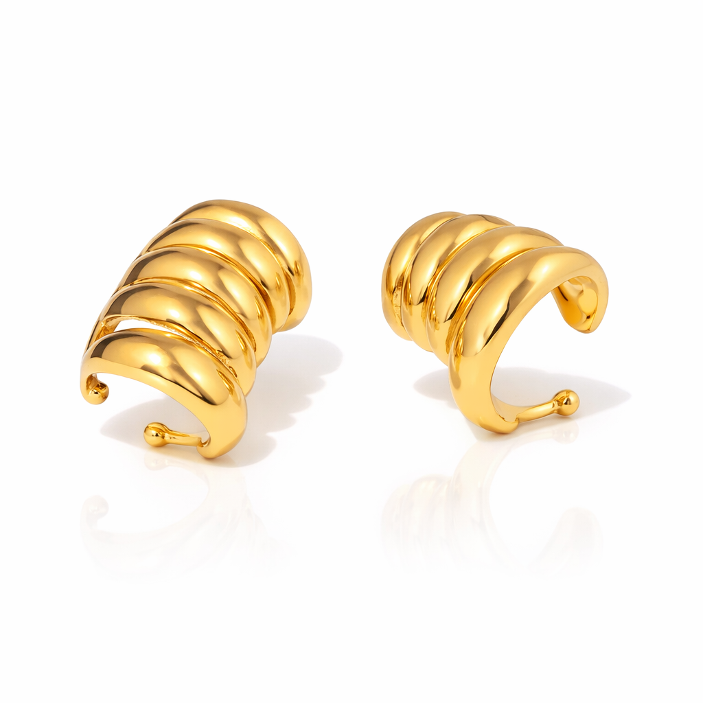 GOLD KELLERY Sculptural Ear Cuff Earrings Gold-Tone Stainless Steel