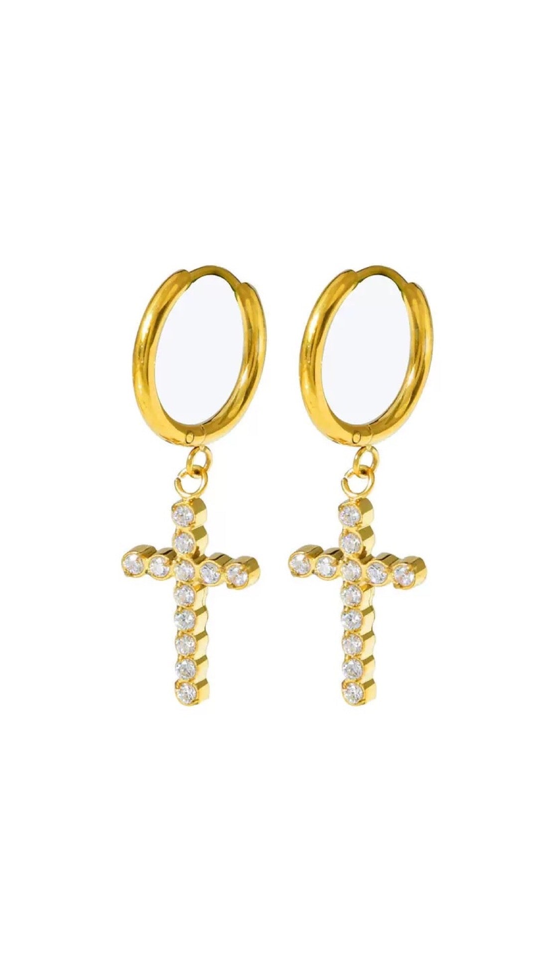 The Sutton Pavé Cross Huggies