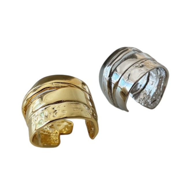 Dazzle Dream---Textured Twisted Open Ring Gold Color