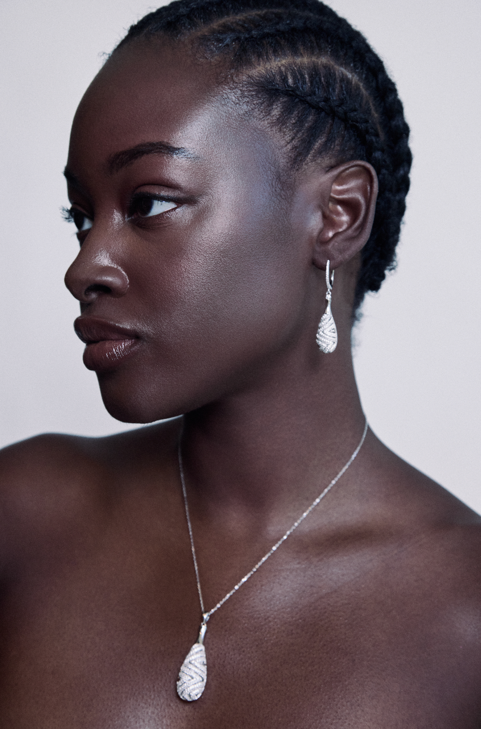 Ethereal Raindrop Pendant Necklace | 18K Rhodium over S925 Silver