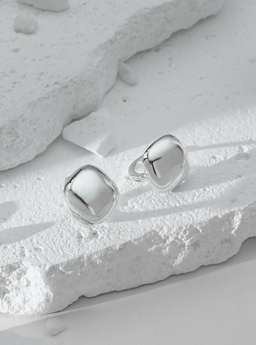 Dazzle Dream---Silver Square Stud Earrings