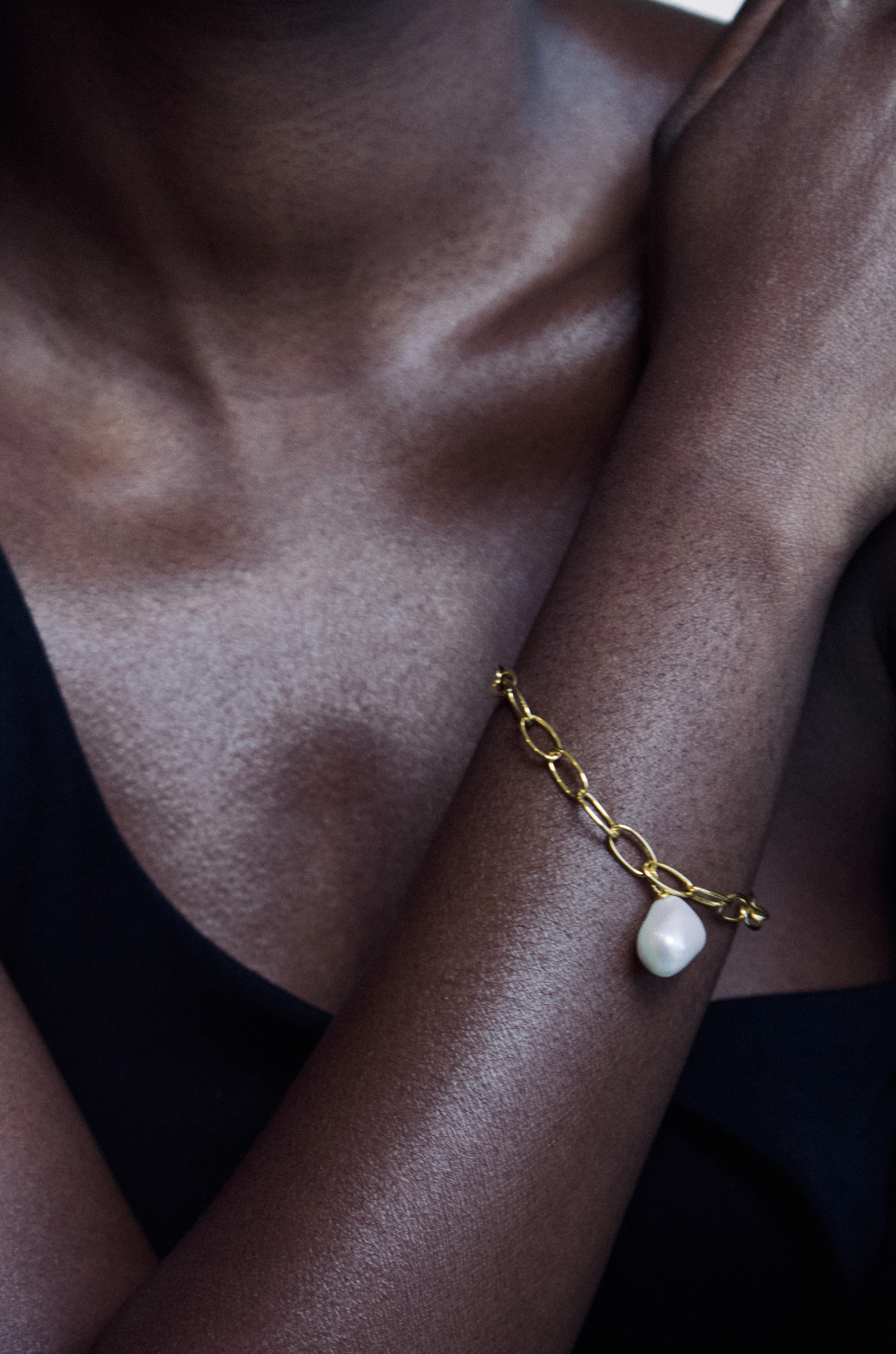 Baroque Pearl Drop Bracelet - 925 Sterling Silver Gold Plated - French Vintage Style