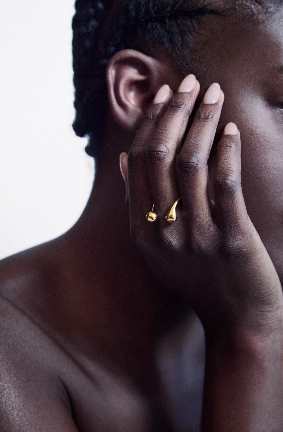 Sculptural Fluid Wrap Stud Earrings - Minimalist Gold Finish Open Studs