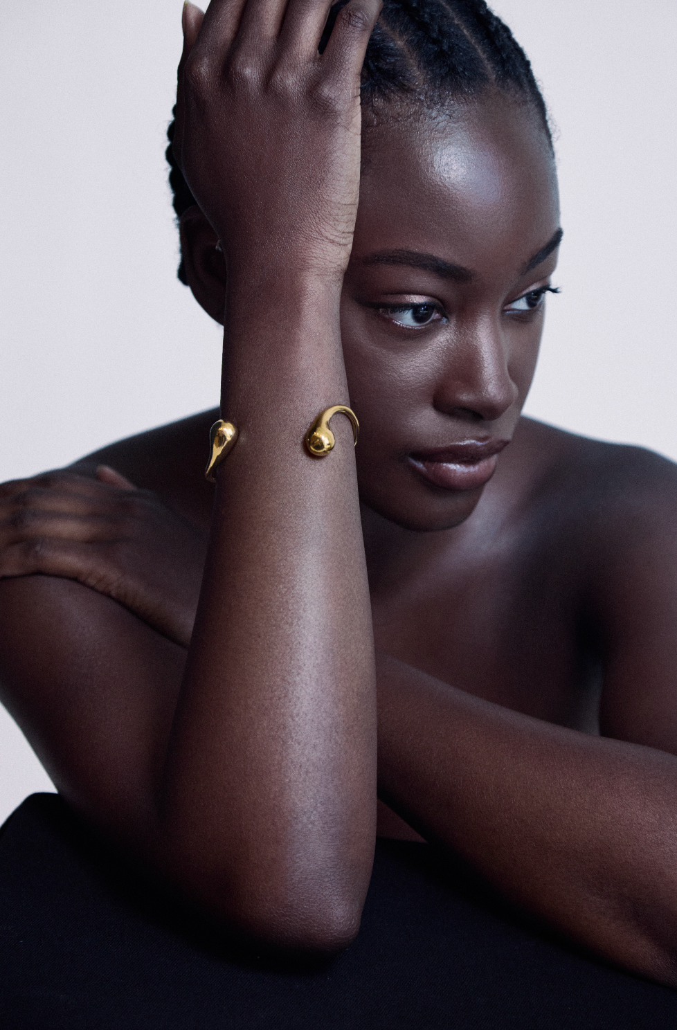 Sculptural Open Bangle - High-Polished Gold Finish Statement Cuff