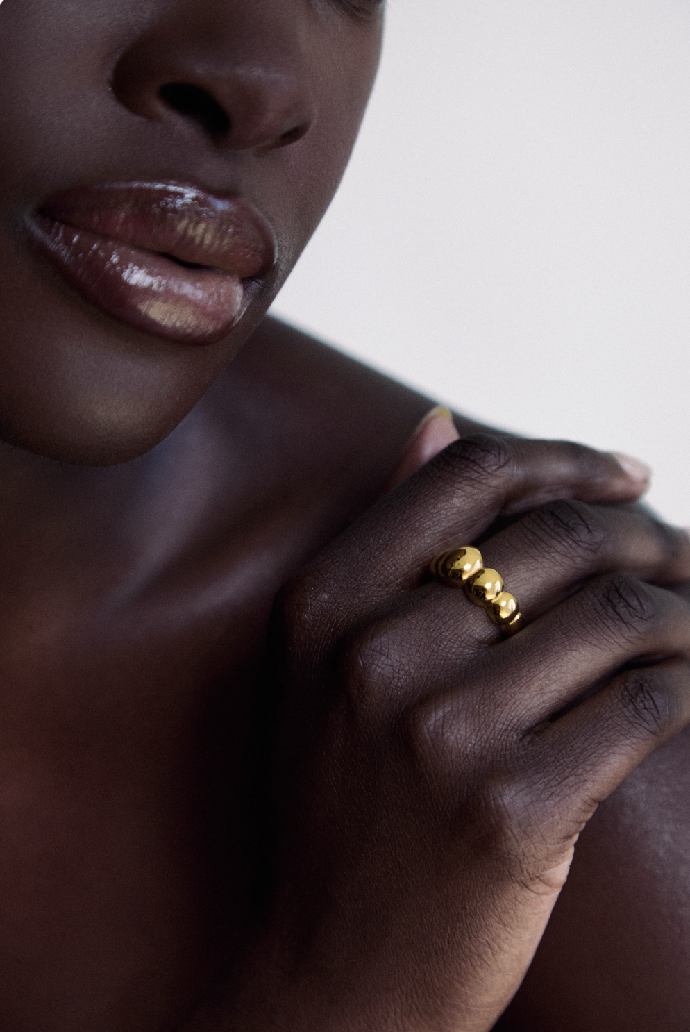 The Orbital Beaded Ring – 18K Gold Plated S925 Sterling Silver Open Band