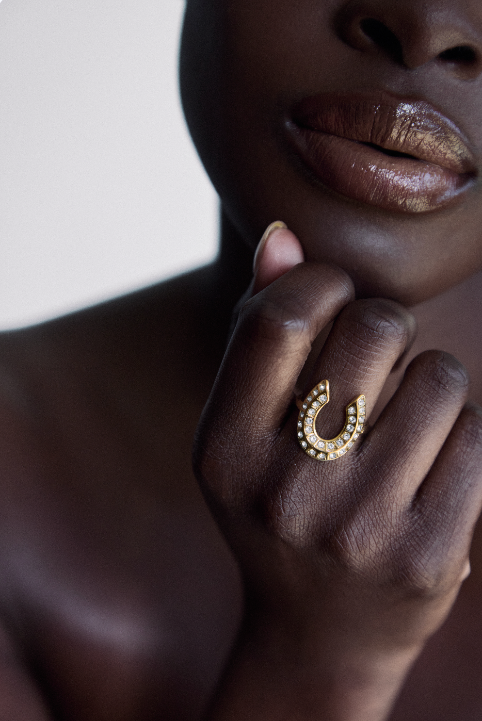 The "Lucky Charm" Horseshoe Ring – 18K Gold Plated Pave Zirconia Statement Band