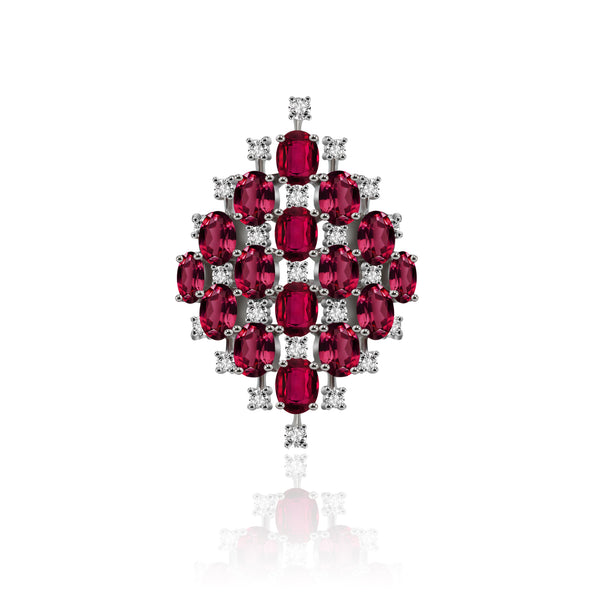 Platinum Ruby and Diamond Engagement Ring