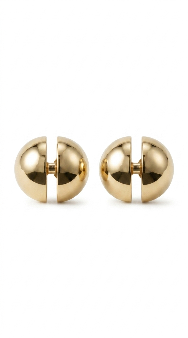 Heritage Sculptural Stud Earrings – 18K Gold & Silver Toned Art Earrings