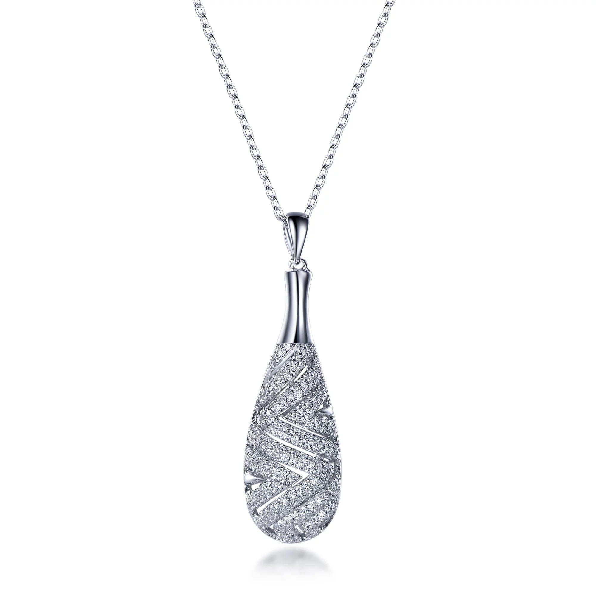 Ethereal Raindrop Pendant Necklace | 18K Rhodium over S925 Silver